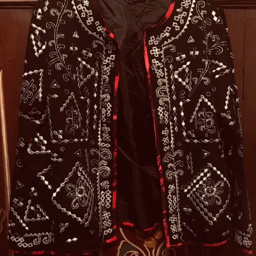 Black and White Embroidered Jacket made In India